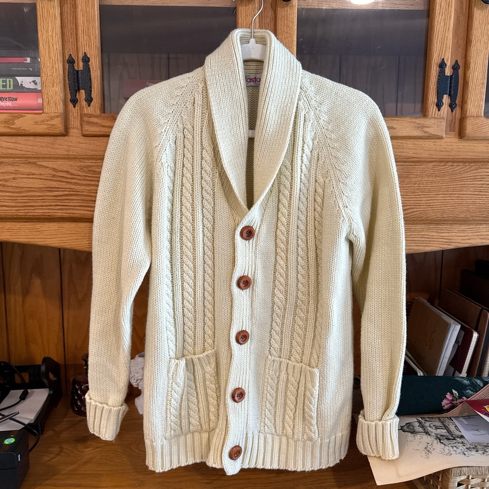 Chunky Cream Shawl Collar Cardigan